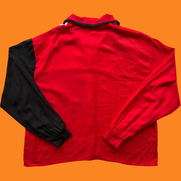 Rebecca Stessens 80s geometric colorblock appliqué blouse L - Picture 2 of 7